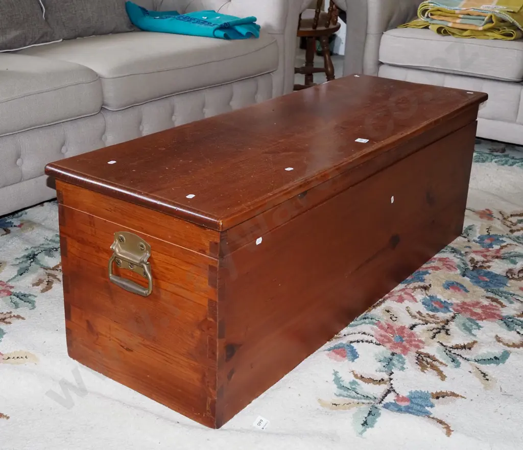 pine blanket box with drop handles H430 W1250 D430 Image 1++