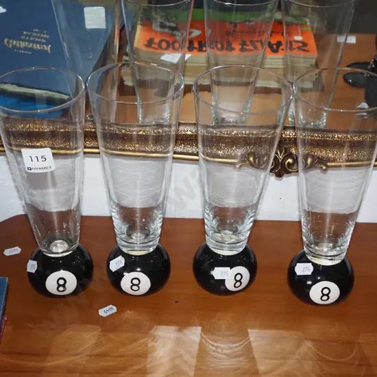 4x 8 ball glasses