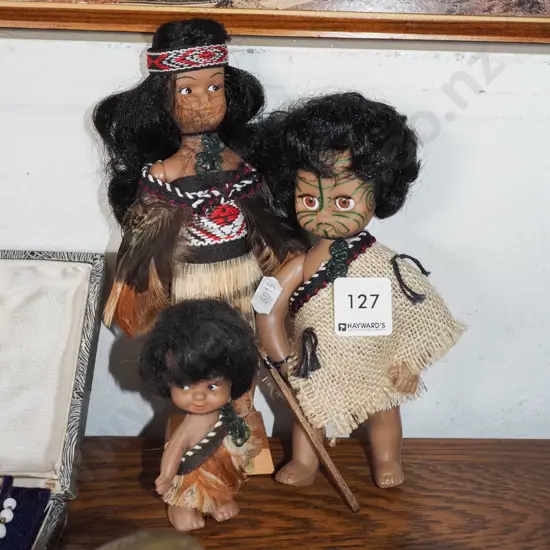 3x Maori souvenir dolls