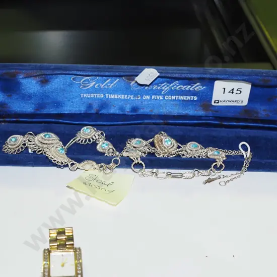 costume necklace & braclet, necklace missing one stone