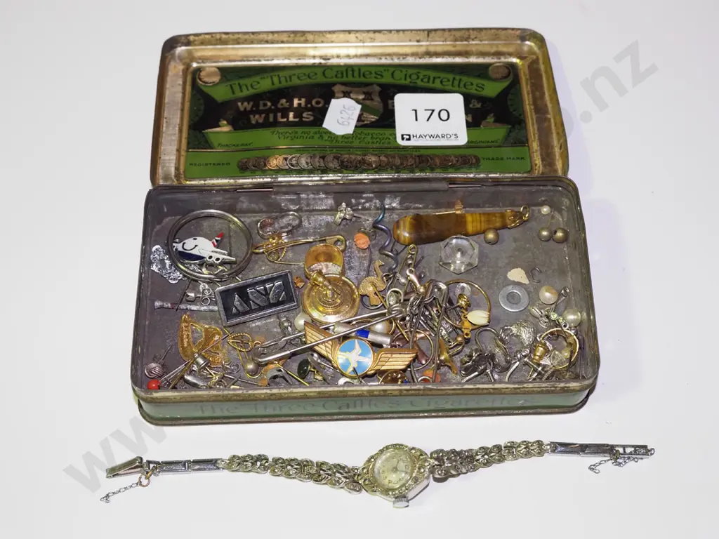 tin; wristwatches, pendants, badges etc Image 1++