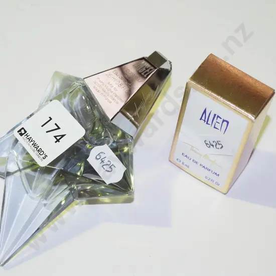 bottle of Angel eau de parume 25ml, boxed Alien eau de parfume 6ml