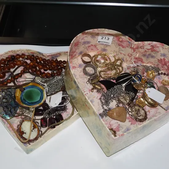 heart shaped box of costume jewellery