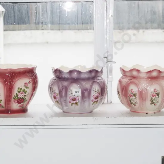 3x floral jardinieres