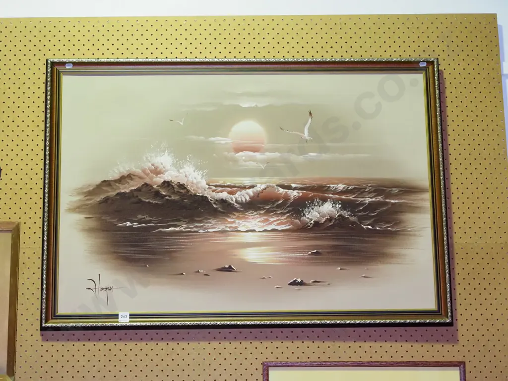 framed oil - coastal scene Image 1++