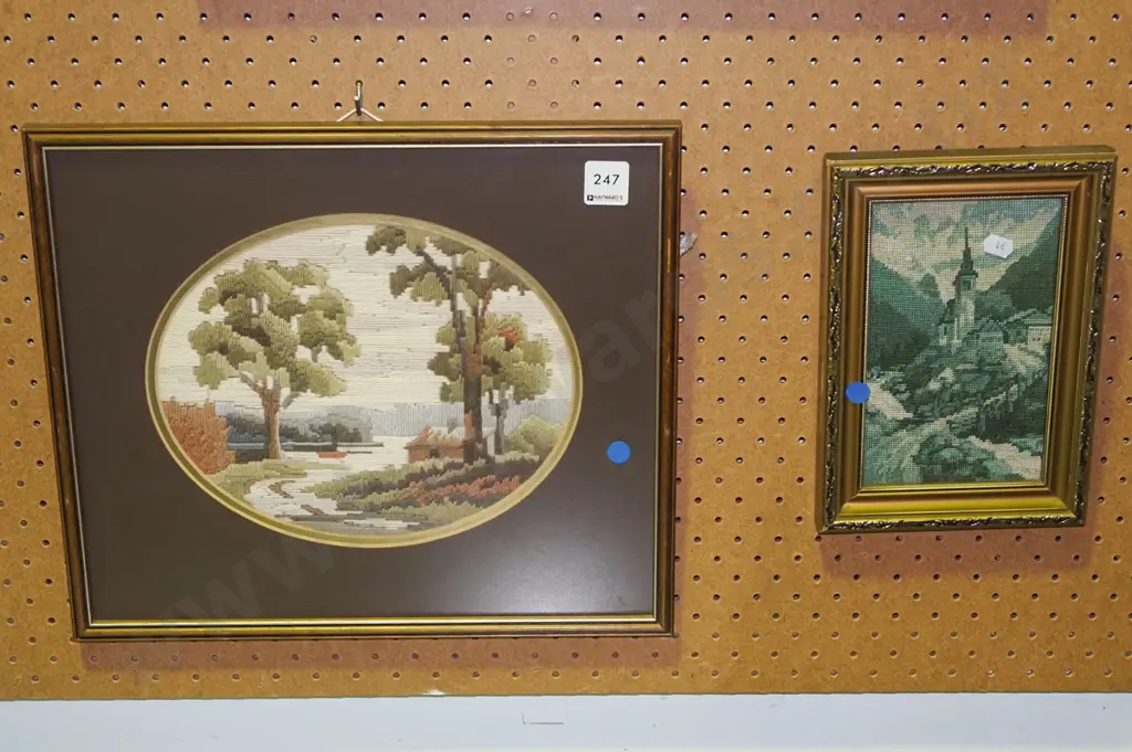 2x framed needleworks (blue dots) Image 1++