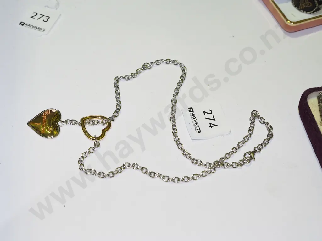 stirling silver double heart necklace with quotes Image 1++