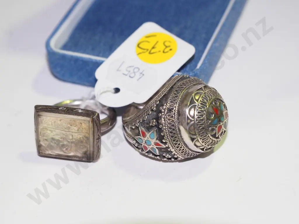 Yemen men's stirling silver ring (Islamic script), large Uzbek - Turkoman silver ring Image 1++