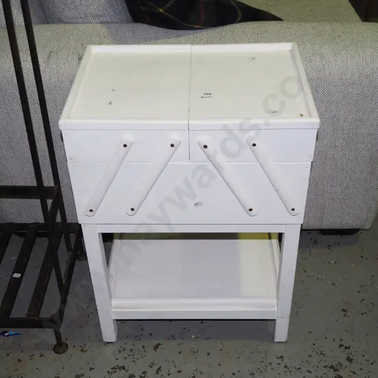 freestanding white painted sewing concertina