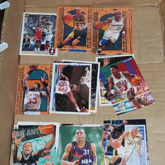 box of basketball collector cards
