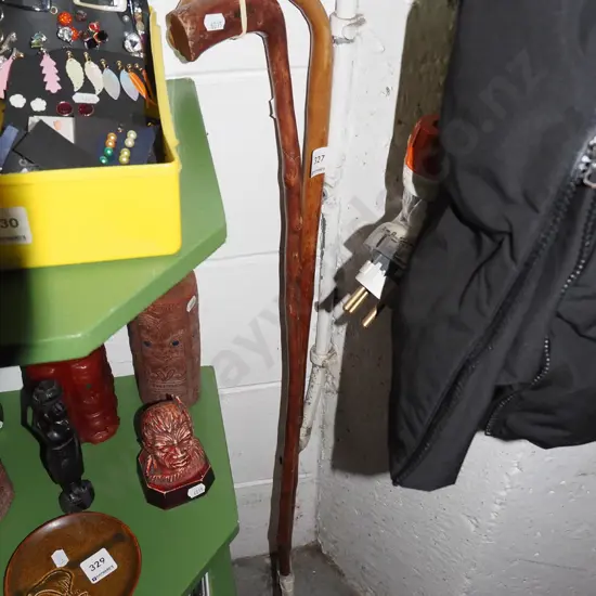 2x wooden walking sticks