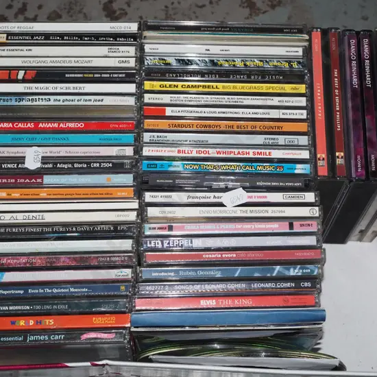 shelf of CDs