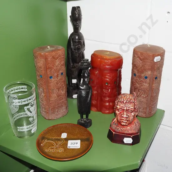 shelf; candles, souvenir items etc