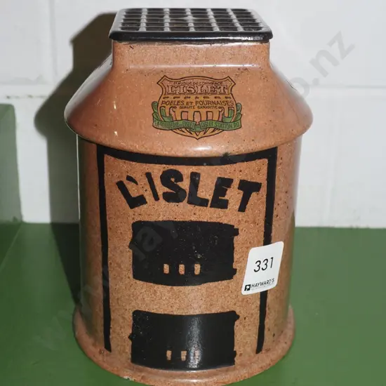 cast iron and enamel lidded canister H180