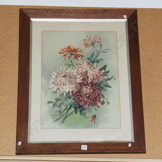 oak framed print - dahlias