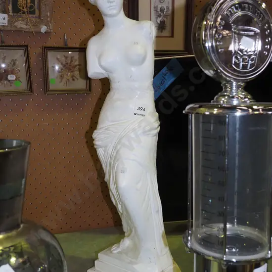 white painted concrete garden ornament - female figurine H600