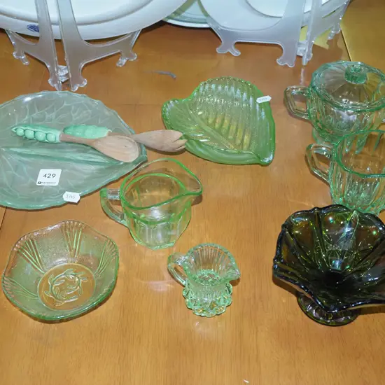 depression glass jugs, bowls, comport etc
