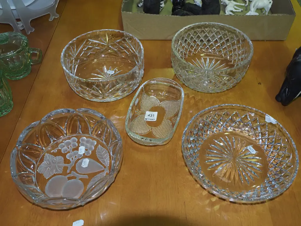 crystal and glass bowls, cut glass butter dish Image 1++
