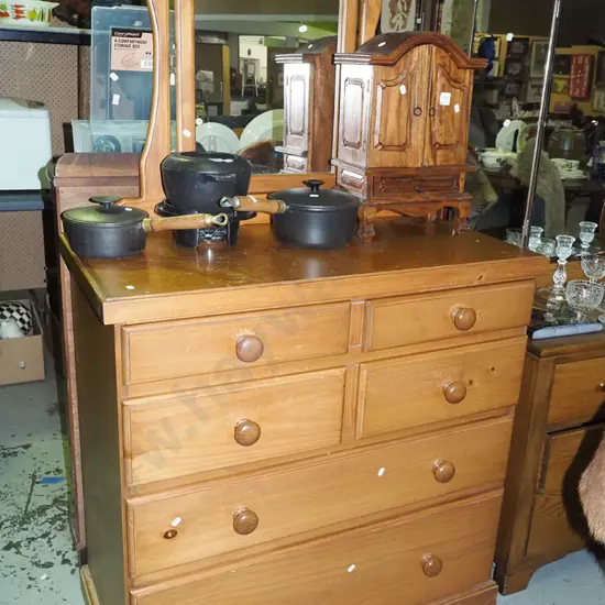 solid pine 6 drawer mirror back dresser H6170 W940 D460