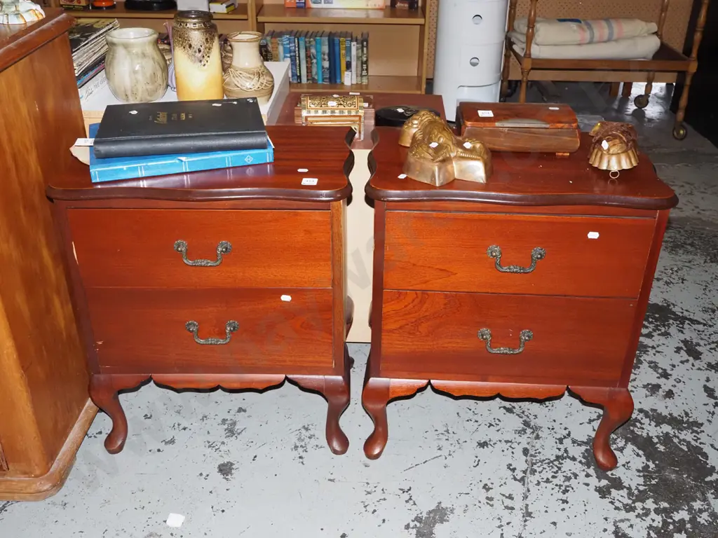 pair of cab leg 2 drawer bedside cabinets Image 1++
