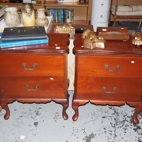 pair of cab leg 2 drawer bedside cabinets