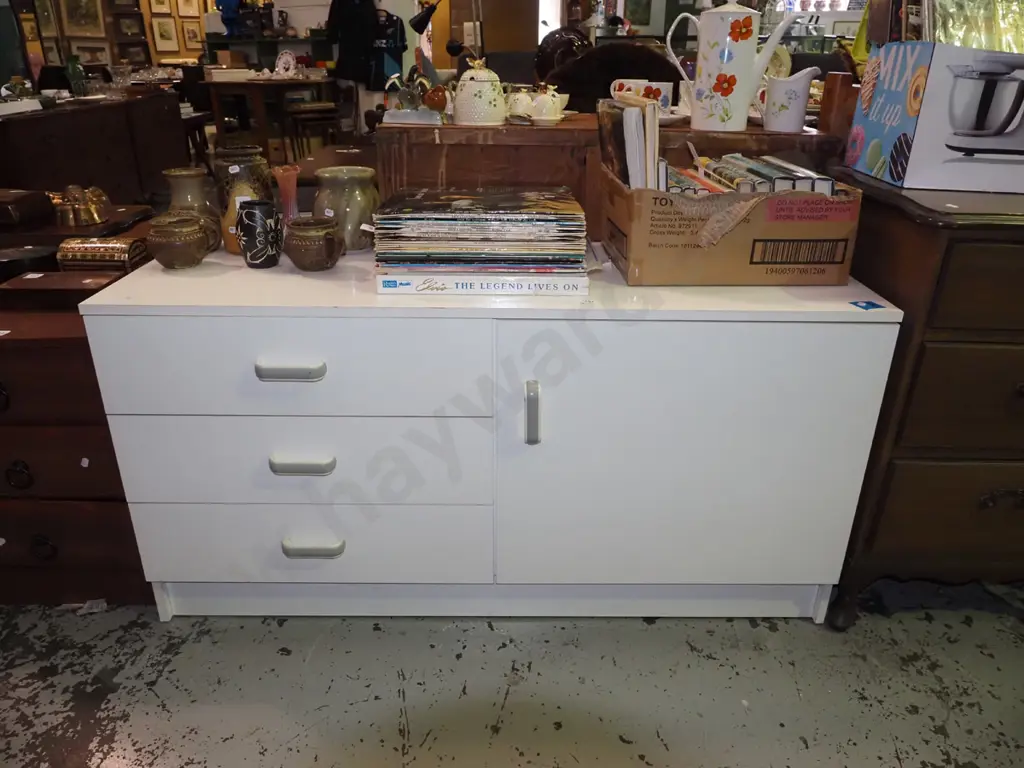 mdf melteca 3 drawer 1 door sideboard H610 W1200 D400 Image 1++