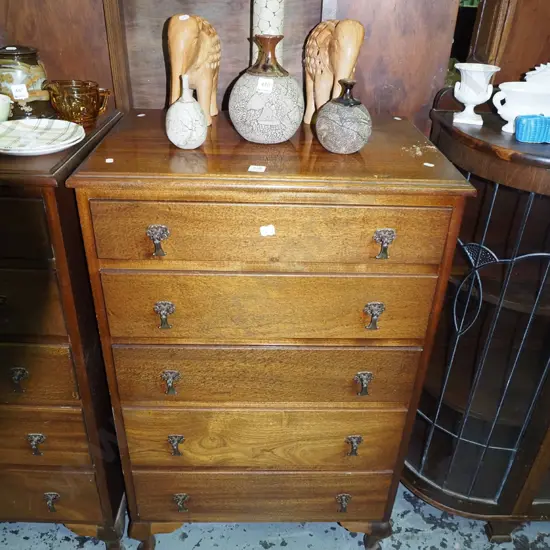 mahogany cab leg 5 drawer tall boy H1000 W630 D420