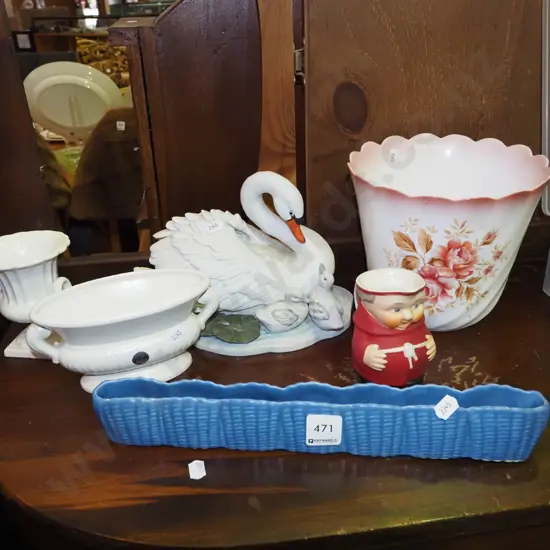 Hummel monk jug, jardiniere, 3x vases etc