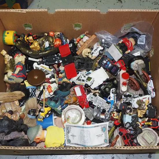 box; various toys, model vehicles etc