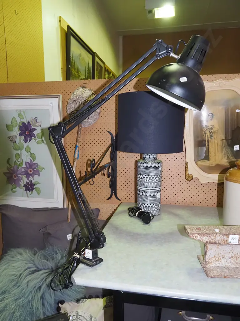 clamp mounted anglepoise lamp Image 1++