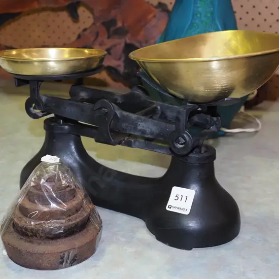 vintage balance scales and weights