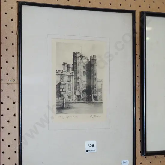 framed etching - gateway to St James Palace