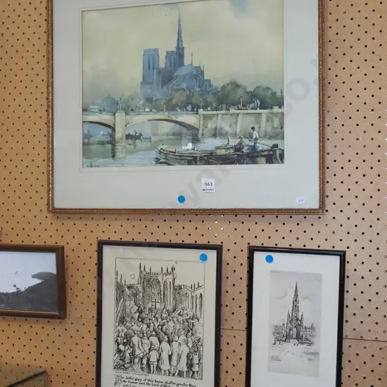 3x framed prints - blue dots