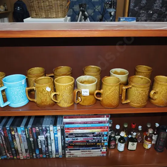 shelf of coffee mugs