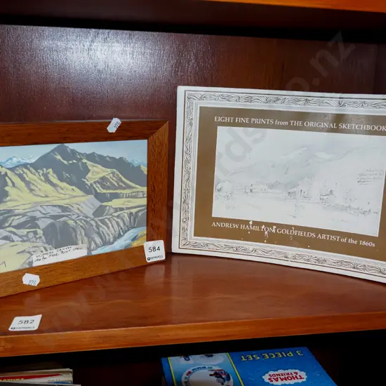 small framed oil - Skippers Canyon, goldfields book