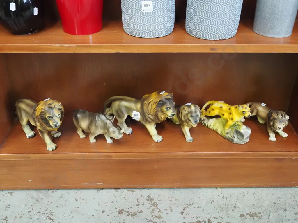 shelf of big cat figurines etc Image 1++