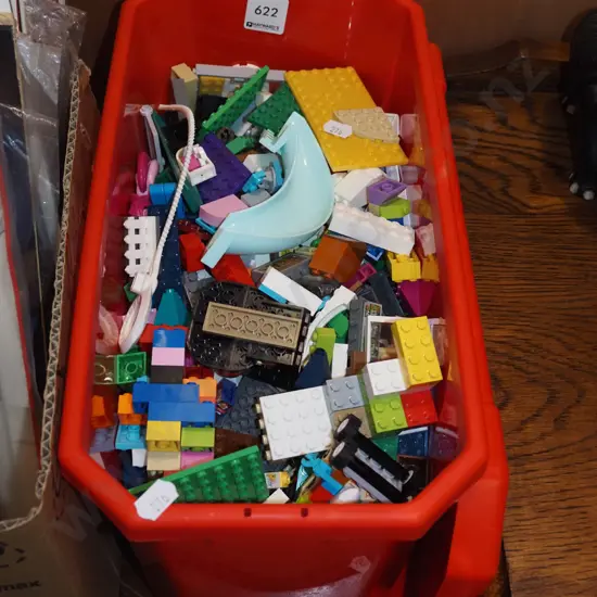 plastic tub of Lego