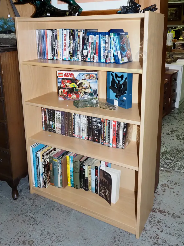 mdf faux wood veneer adjustable bookcase H1210 W800 D300 Image 1++