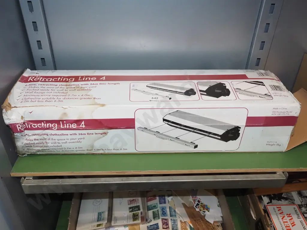 boxed as new old stock retractable clothesline Image 1++