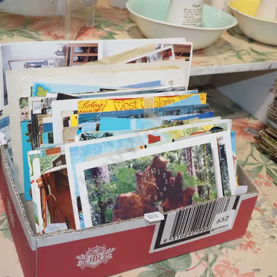 box of unused postcards