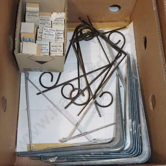 box; shelf brackets, as new mantles for gas vintage car lights