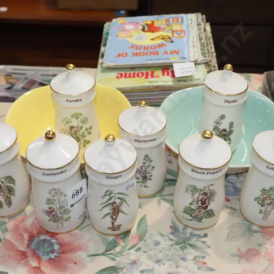 spice jars, 2 x bowls