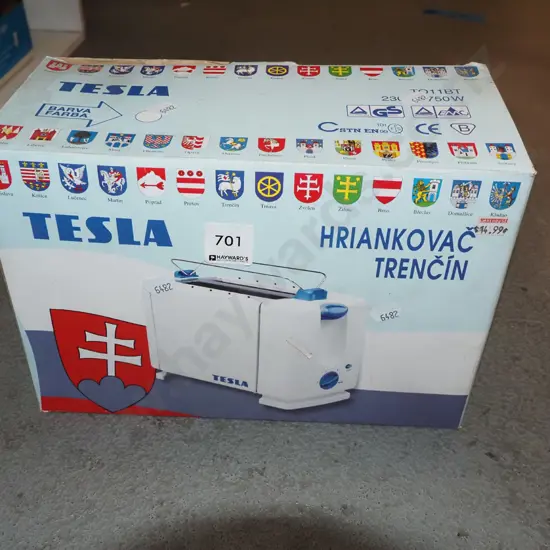 boxed as new old Tesla toast