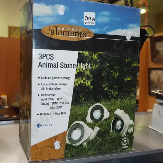 boxed set of 3 animal stone garden lights