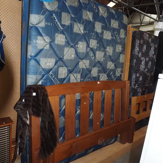 queen slat bed base mattress and headboard