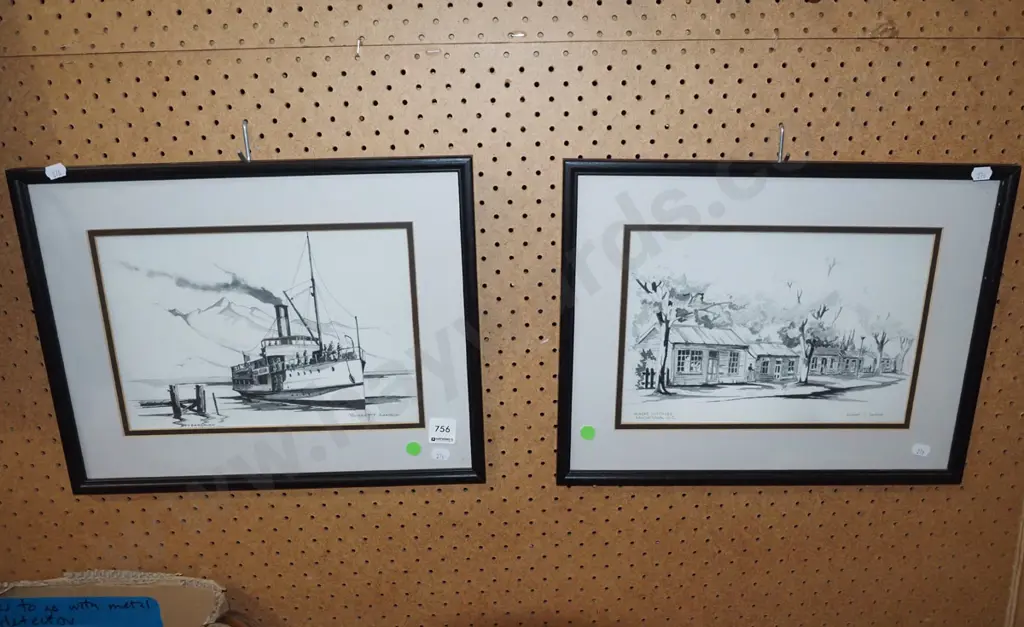 2x framed Robert Sansom prints- Arrowtown, Earnslaw Image 1++