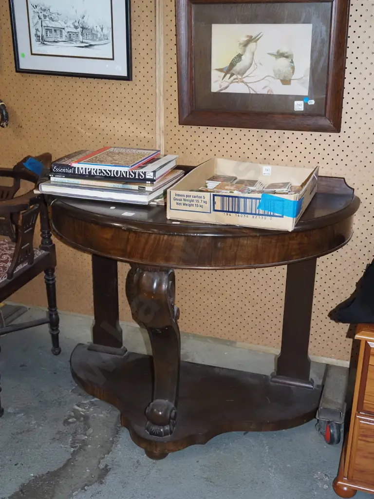 mahogany half round hall table H720 W900 D470 Image 1++