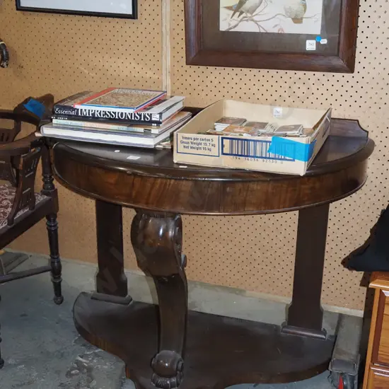 mahogany half round hall table H720 W900 D470