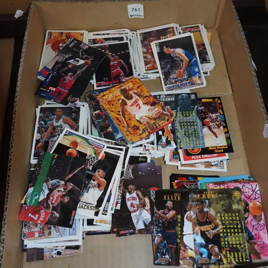 box of basketball collector cards