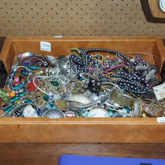 vinyl tray and costume jewellery